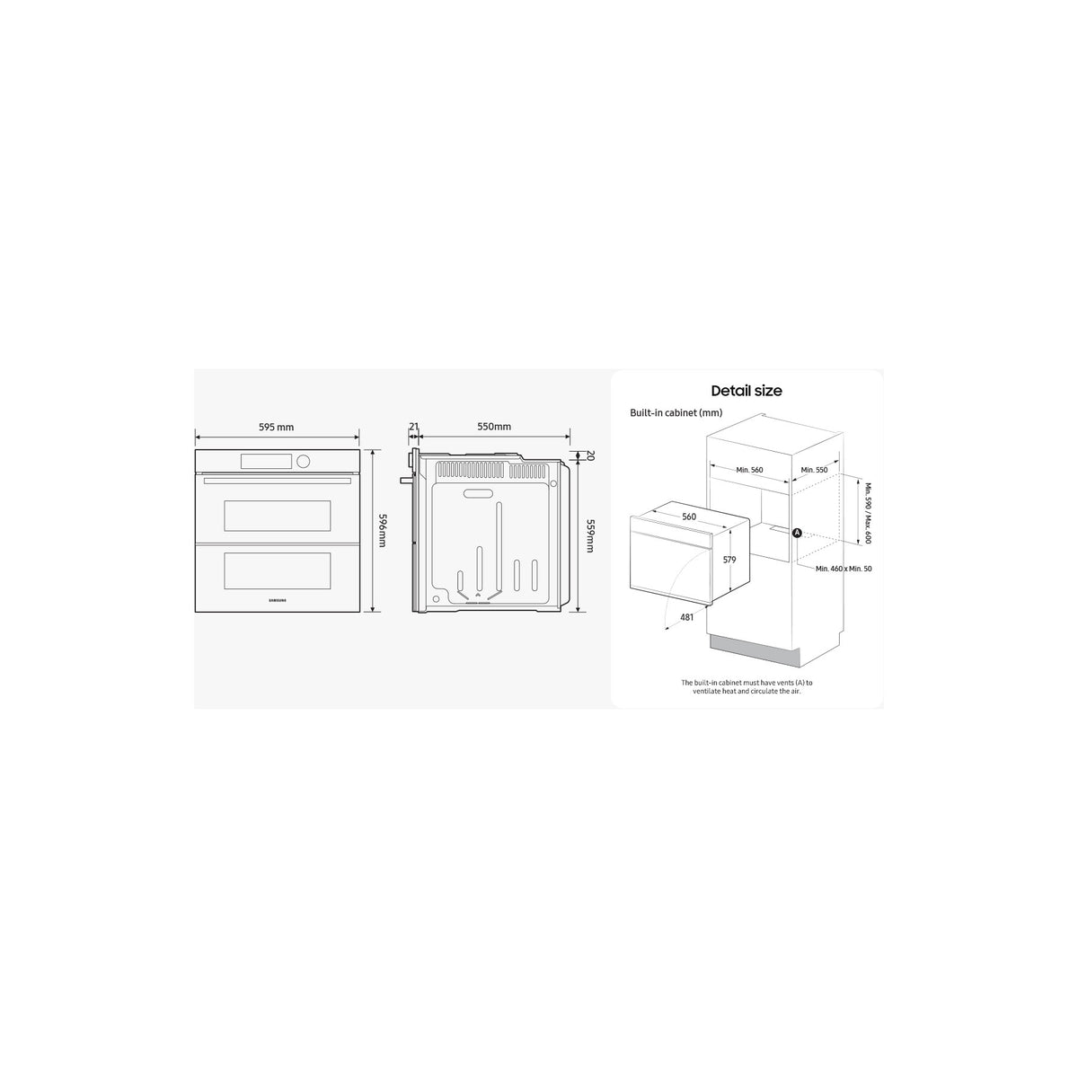 Four encastrable SAMSUNG NV7B6795JAK - Double cavité - Pyrolyse - Chaleur pulsée - Vapeur - Porte froide