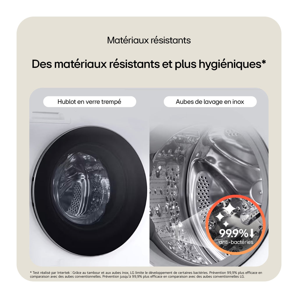 Lave linge hublot LG F14X76BSTA - 11 kg - 1400 tr/min - Classe A - Moteur direct drive - Autodosage - Wifi - Noir