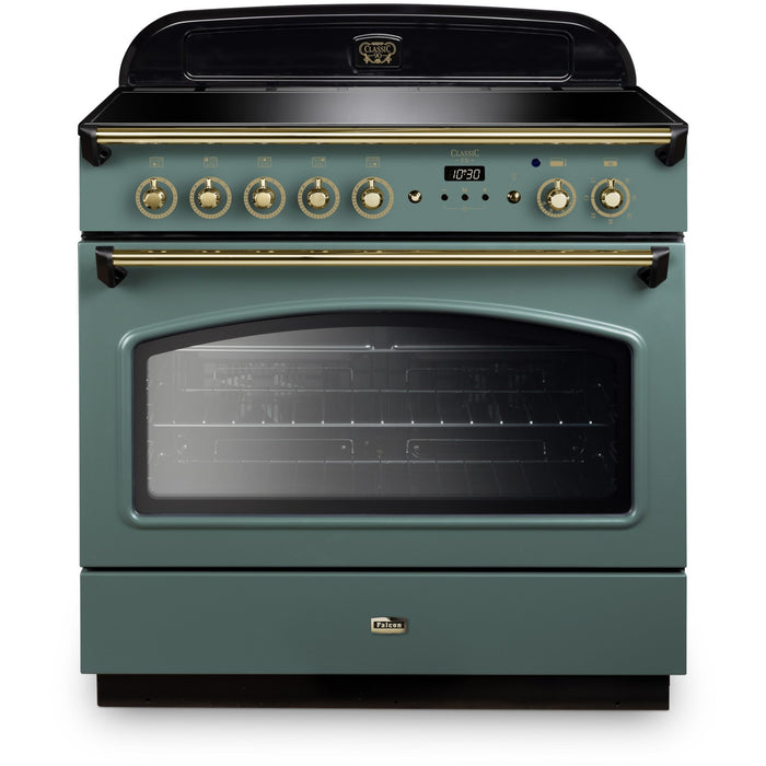 Piano de cuisson gaz FALCON FX TAB IND 90 CM VERT MINERAL MAT LAITON
