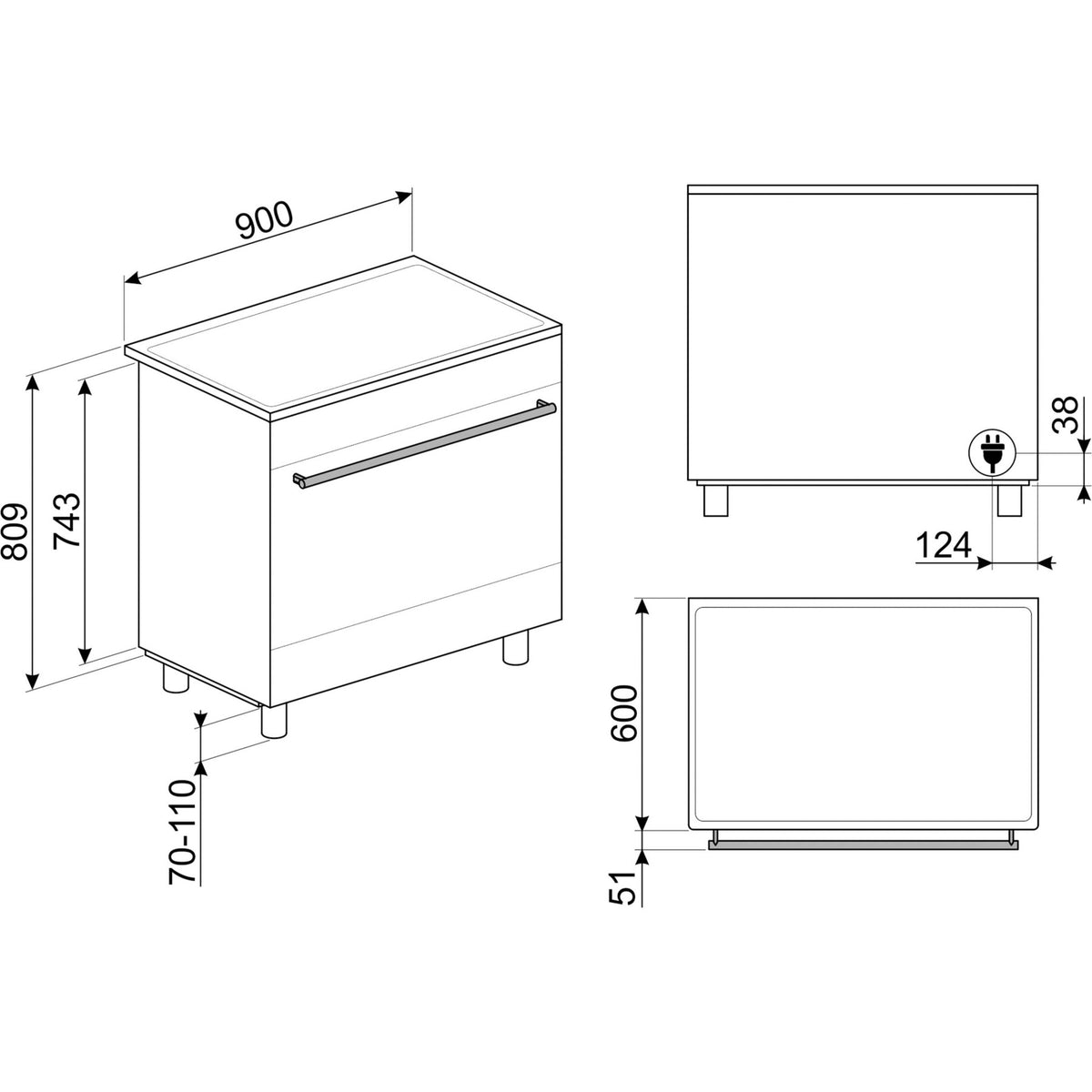 Piano de cuisson gaz SMEG C9GPMB2