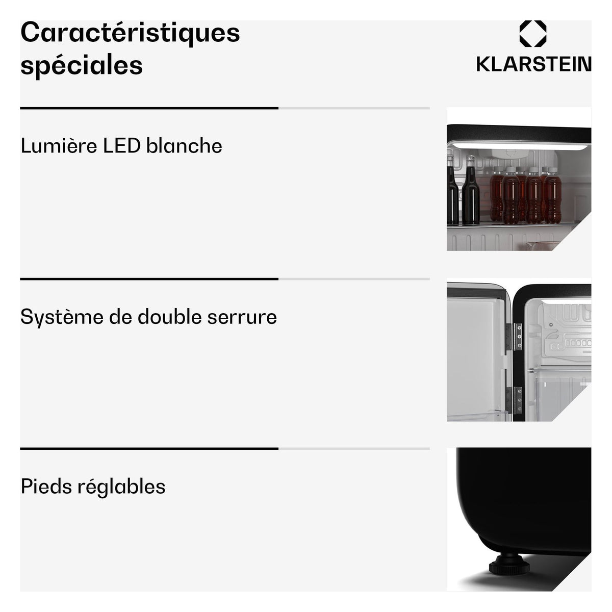 Mini réfrigérateur KLARSTEIN Audrey Evo 43L rétro compact 0-10°C noir