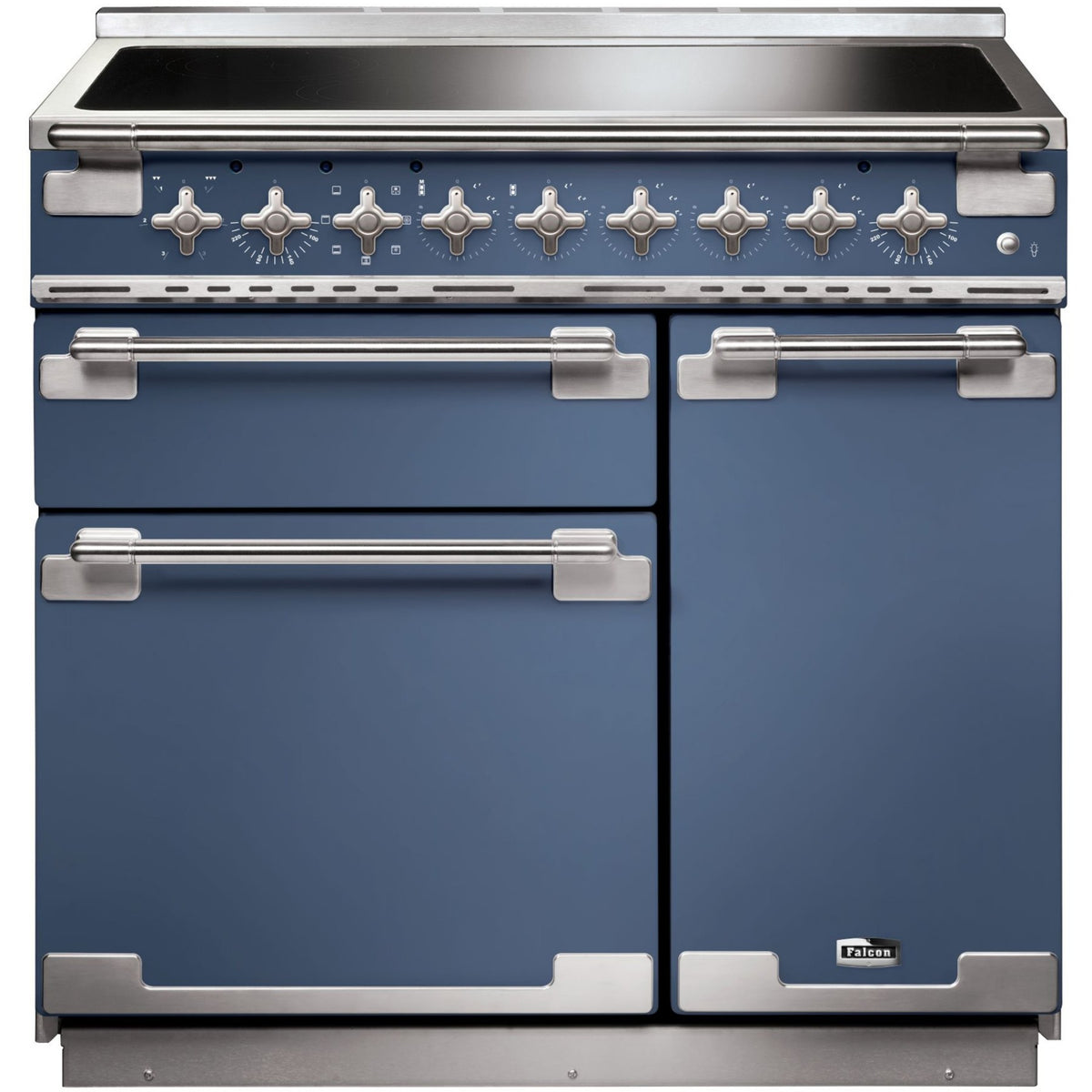 Piano de cuisson induction FALCON ELISE 90 ROCHE BLEUE NICKEL BROSSÉ