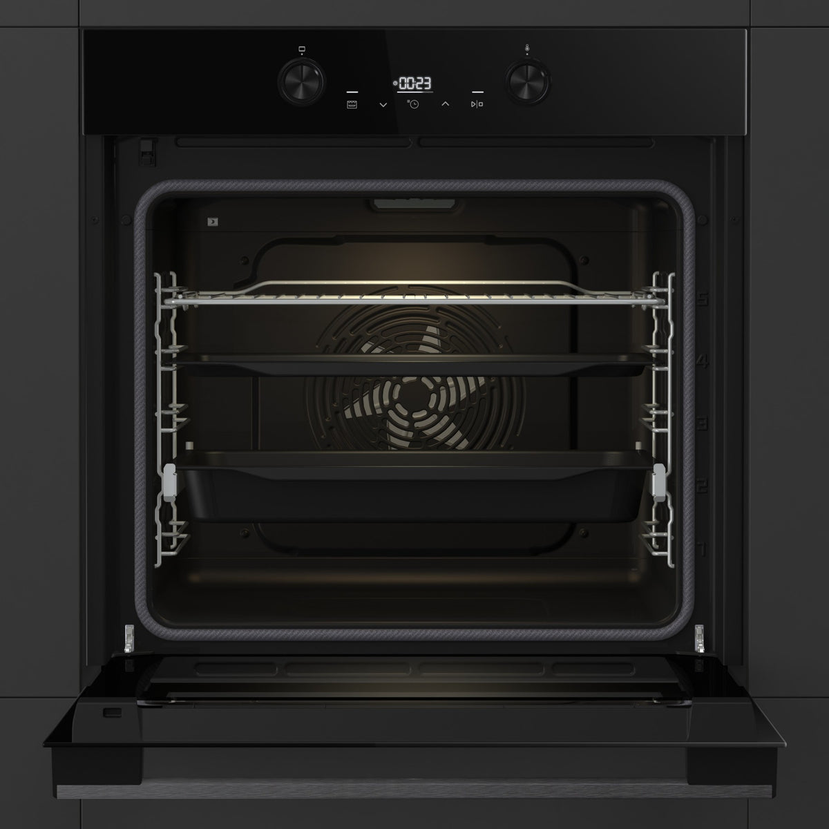 Four encastrable HISENSE BI64223EPBG - Pyrolyse - Chaleur pulsée - Rails télescopiques - Mode Pizza 300°C - Air Fry