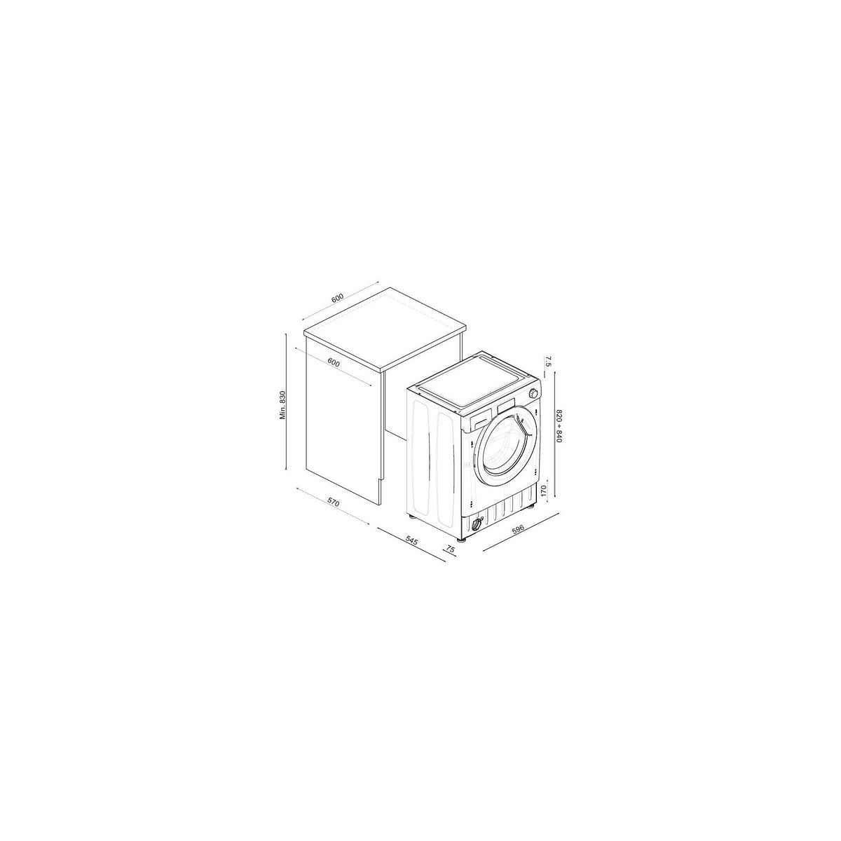 Lave linge séchant hublot encastrable CANDY CBD 485D1E/1-S