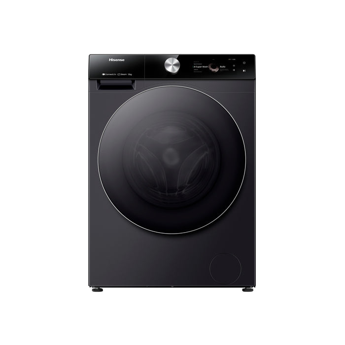 Lave linge hublot HISENSE WF7S1247BB - 12 kg - 1400 tr/min - Classe A - Moteur induction - Autodosage - Connecté - Noir