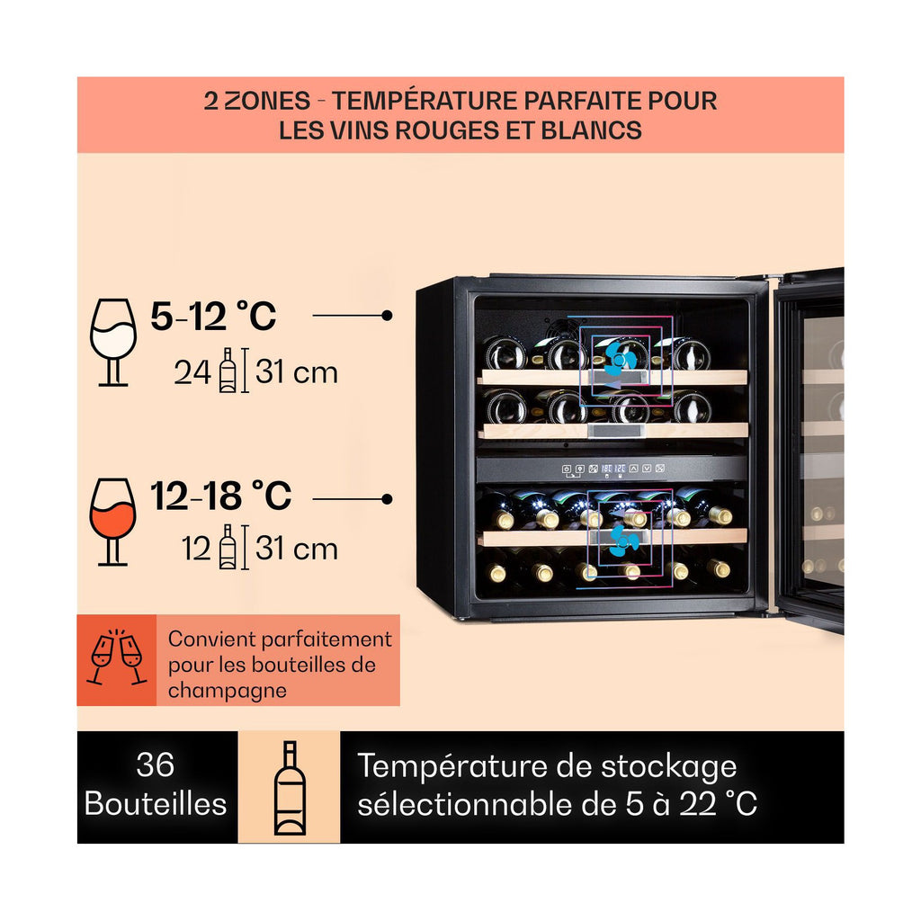 Cave à vin de service KLARSTEIN Vinsider 36 Onyx - Noir