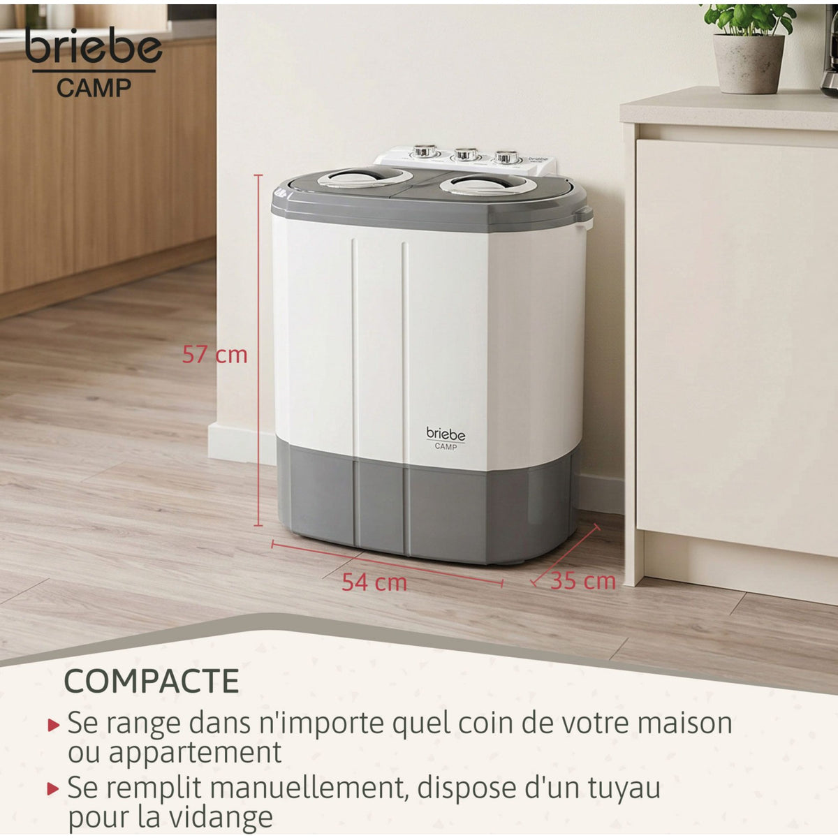 Lave linge portable BRIEBE avec Centrifugeuse 2 Compartimen WM1140