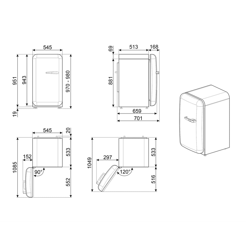 Réfrigérateur top SMEG FAB10LRD6