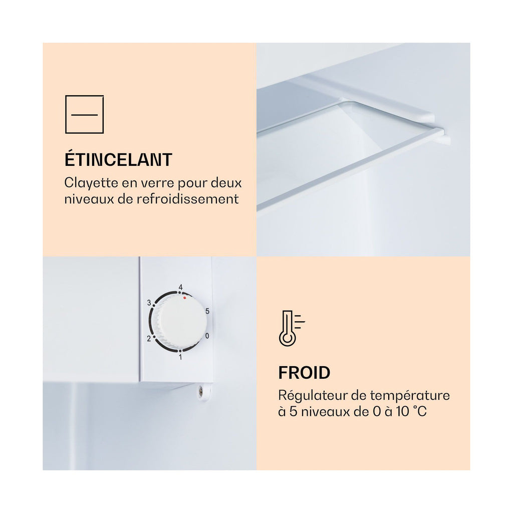 Mini réfrigérateur KLARSTEIN CoolArt 45L CEE E congélateur 1,5L bleu