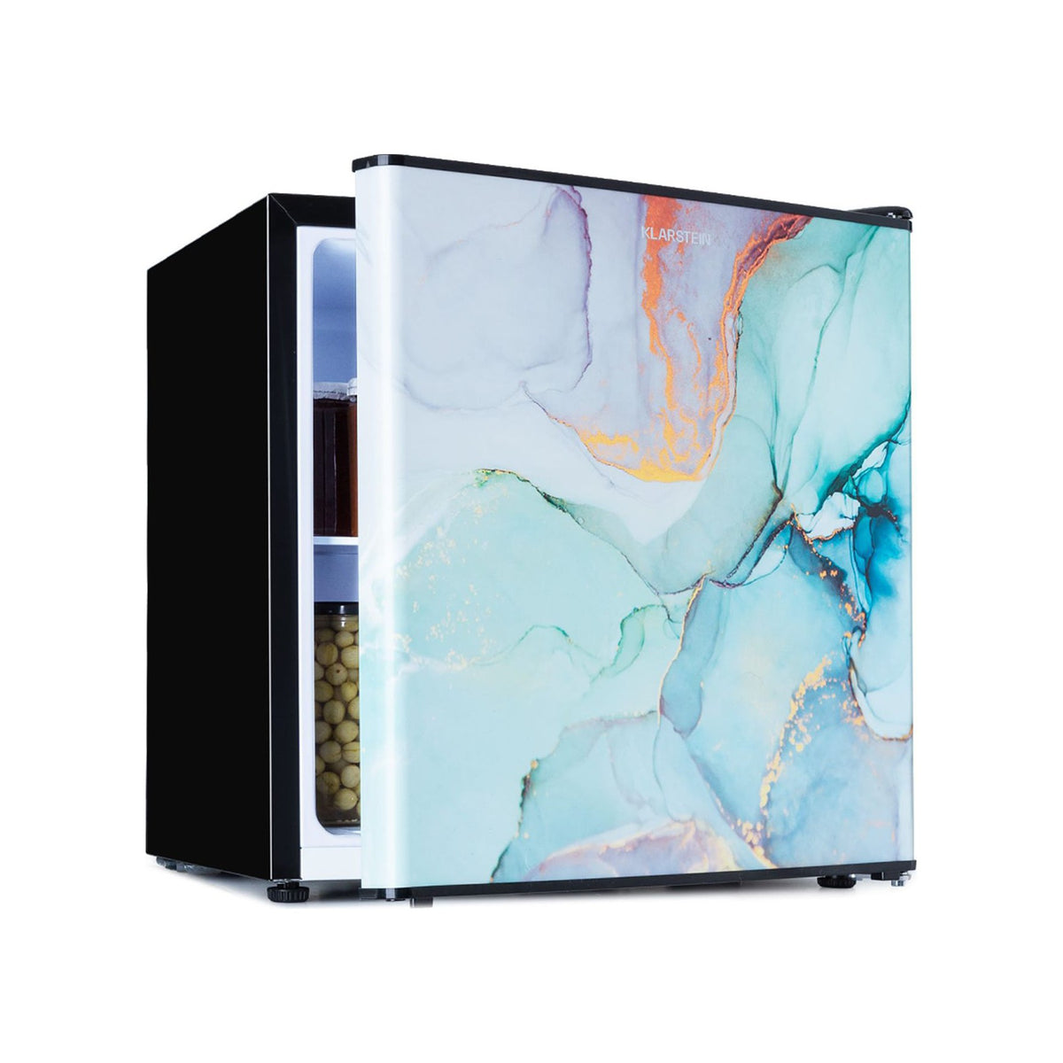 Mini réfrigérateur KLARSTEIN CoolArt 45L CEE E congélateur 1,5L bleu