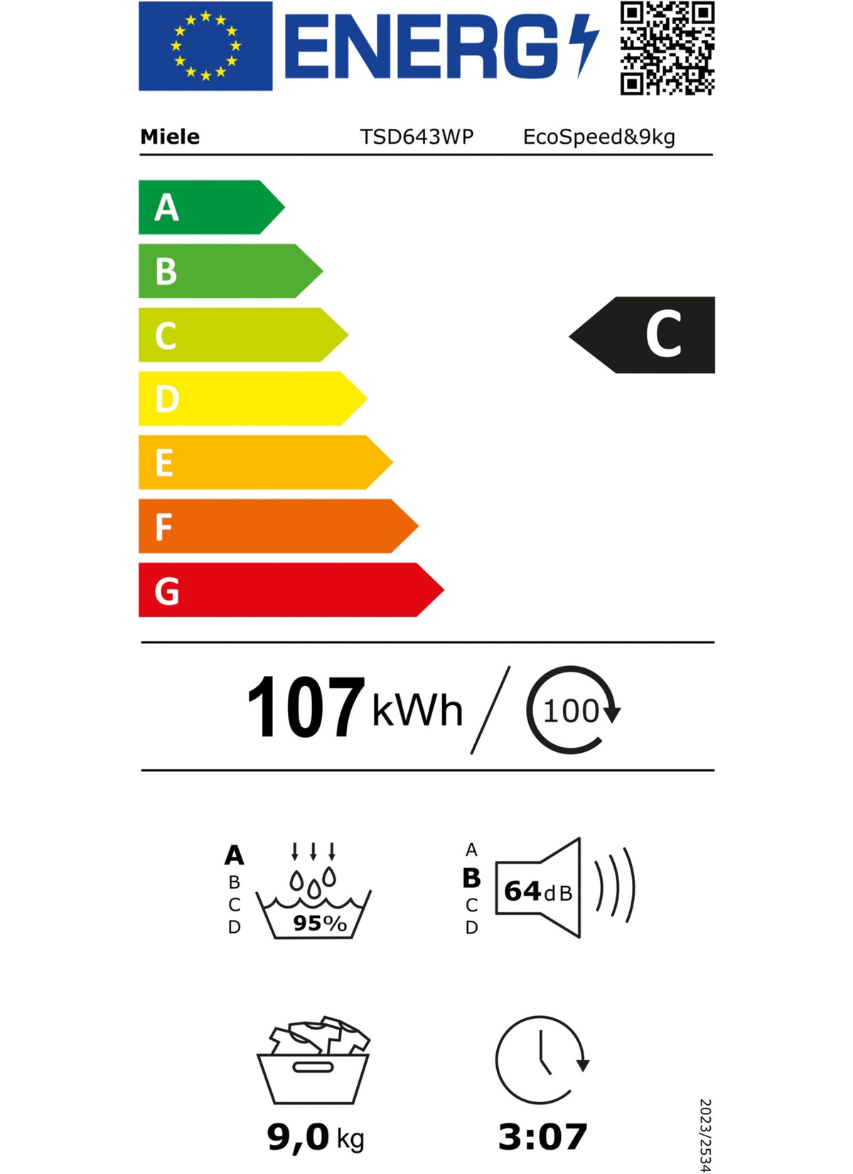 Sèche linge pompe à chaleur MIELE TSD 643 WP