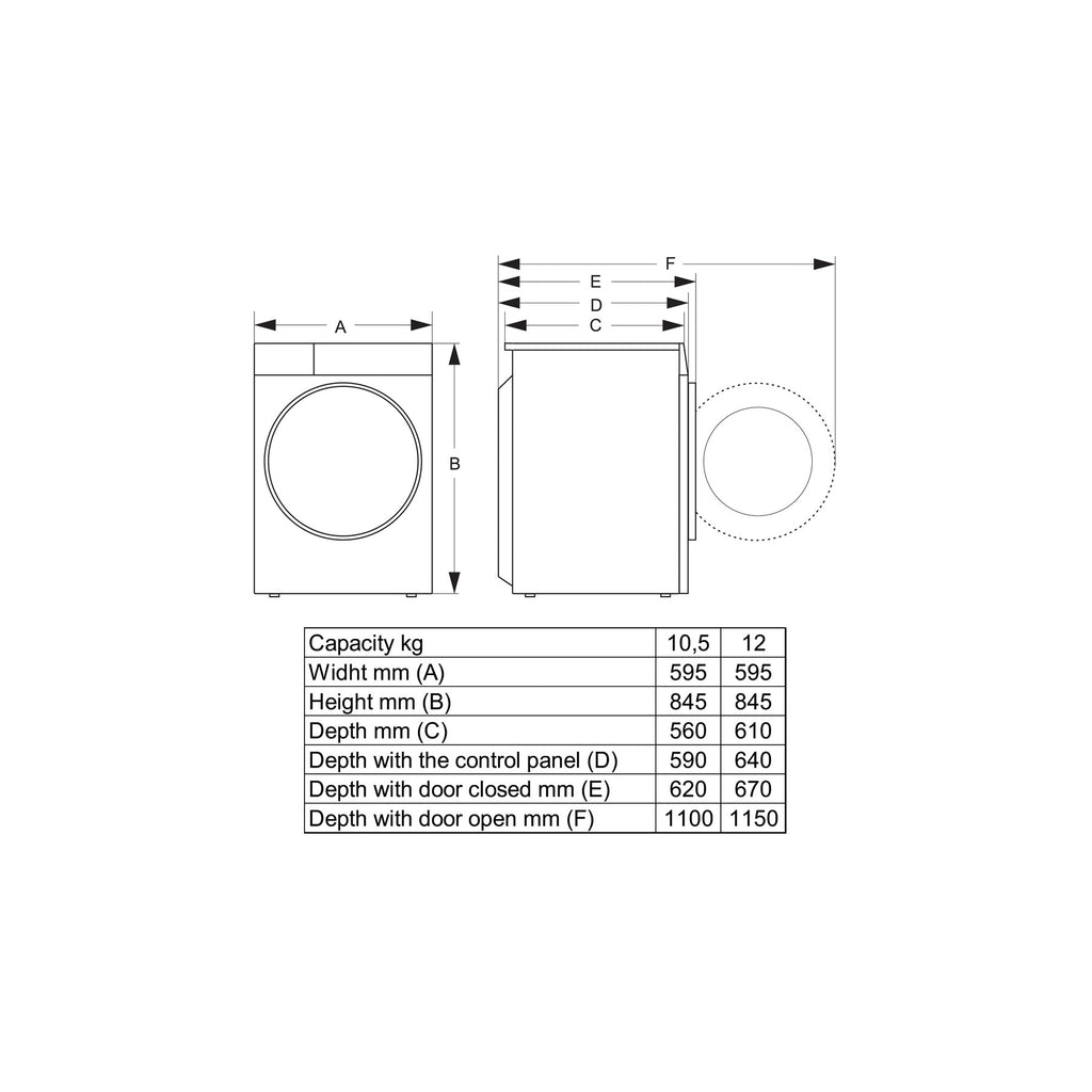 Lave linge hublot HISENSE WF3S1043BW3 - 10,5 kg - 1400 tr/min - Classe A - Moteur induction - Connecté wifi