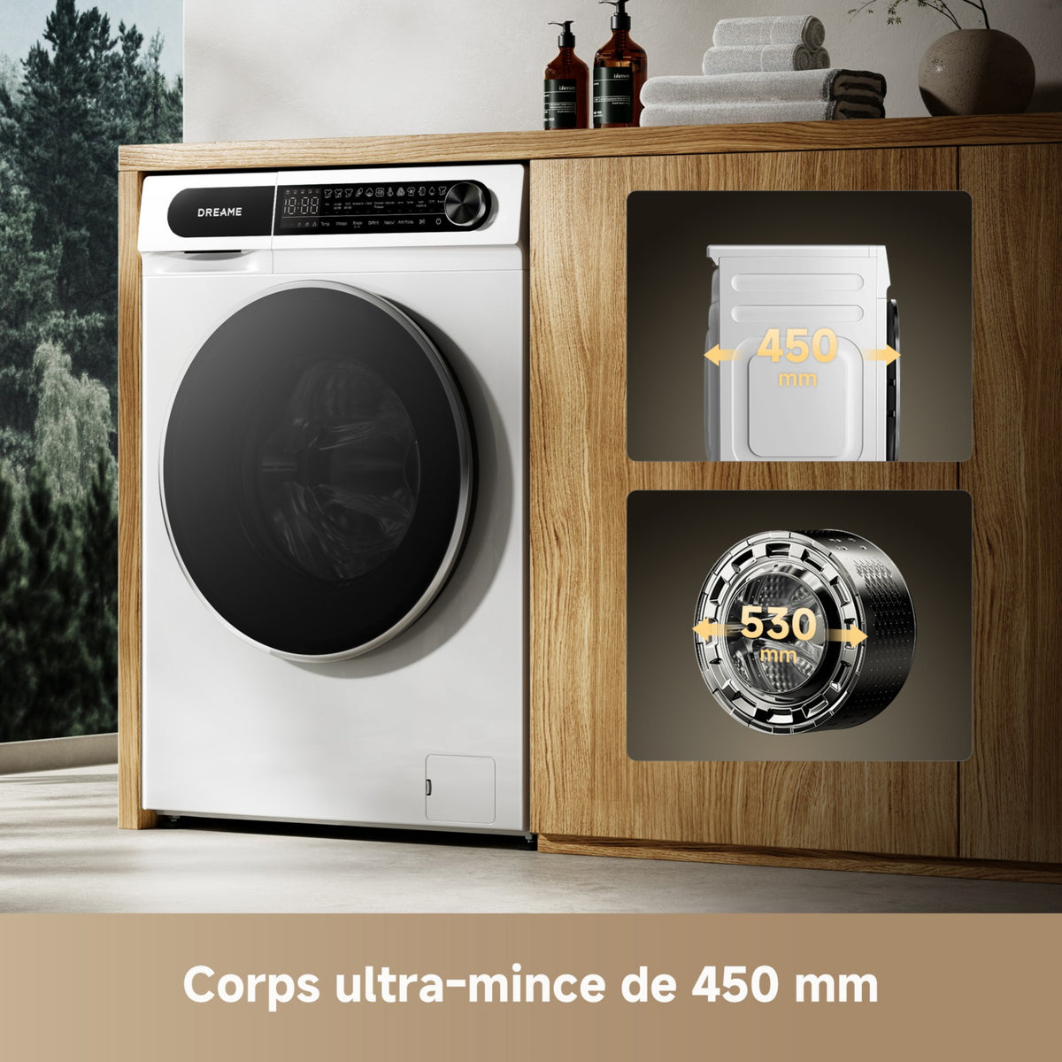 Lave linge compact DREAME DRWASHS8KGW - 8 kg - 1400 tr/min - Classe A - Moteur induction