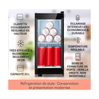 Mini réfrigérateur KLARSTEIN Brooklyn 23L Slim LED vitré 11-18°C noir