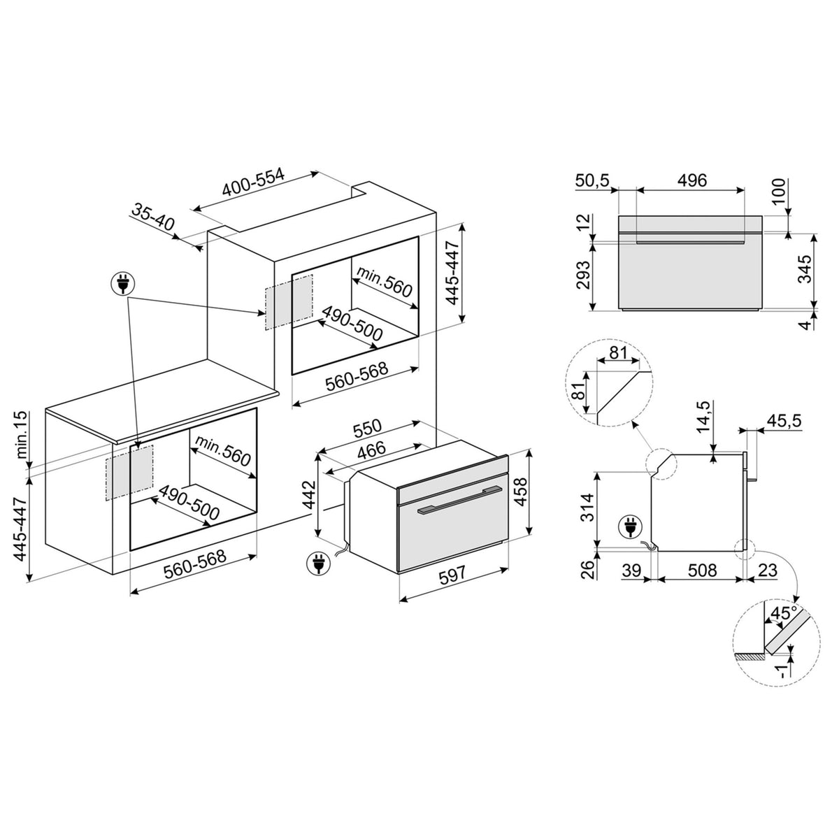 Four micro onde combiné SMEG SO4102M1B3 - Combiné micro-ondes - Hydrolyse - Écran tactile