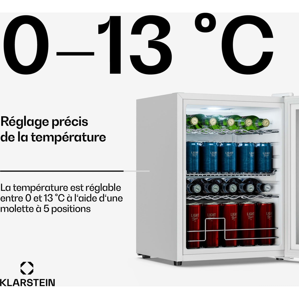 Mini réfrigérateur KLARSTEIN Beersafe porte miroir 64x48cm 60L Blanc