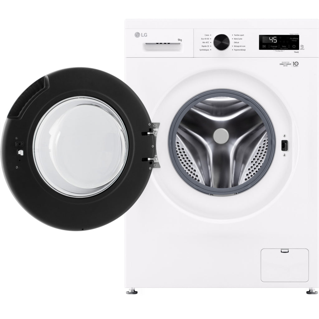 Lave linge hublot LG F94B16WHS - 9 kg - 1400 tr/min - Classe A - Moteur induction entraînement direct - Connecté