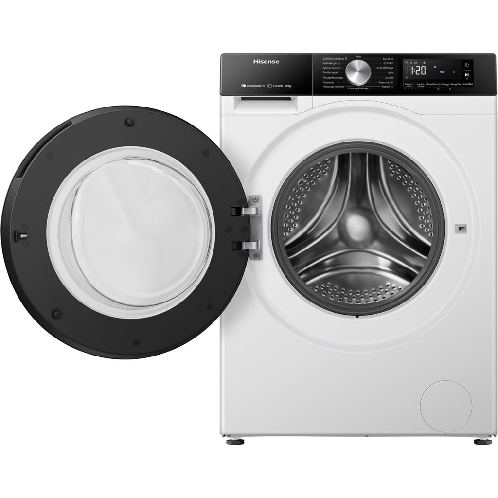 Lave linge hublot HISENSE WF3S1043BW3 - 10,5 kg - 1400 tr/min - Classe A - Moteur induction - Connecté wifi