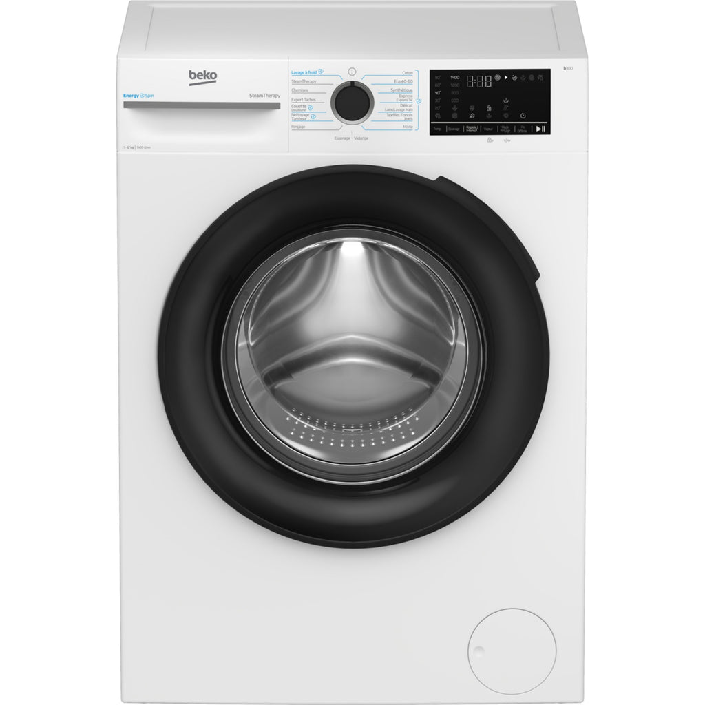 Lave linge hublot BEKO BM3WFT412411B - 12 kg - 1400 tr/min - Classe A - Moteur induction