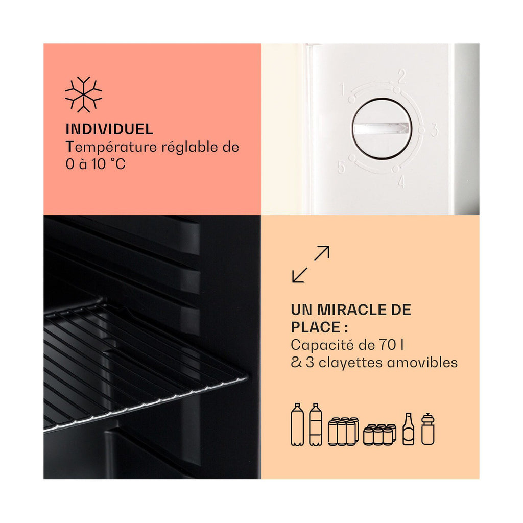 Mini réfrigérateur KLARSTEIN PopLife 48 0-10°C design rétro Beige