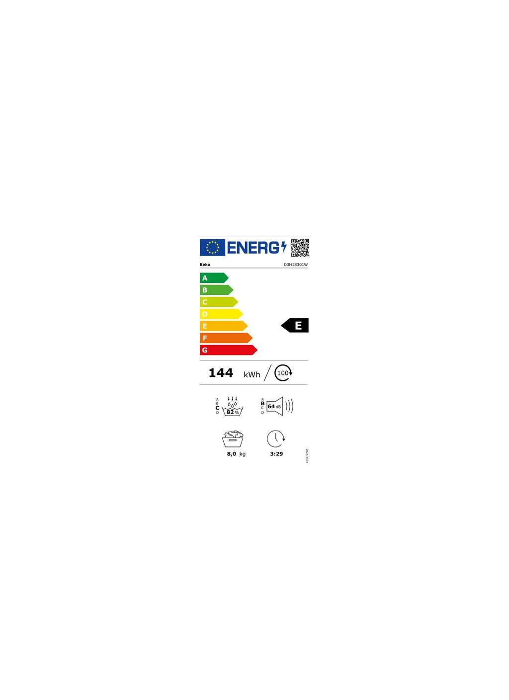 Sèche linge pompe à chaleur BEKO D3H18301W
