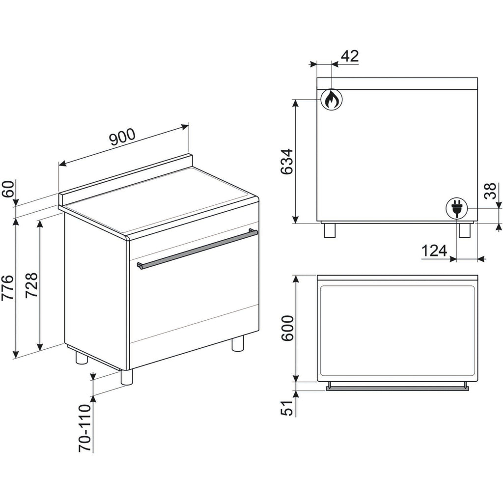 Piano de cuisson gaz SMEG SX91GM