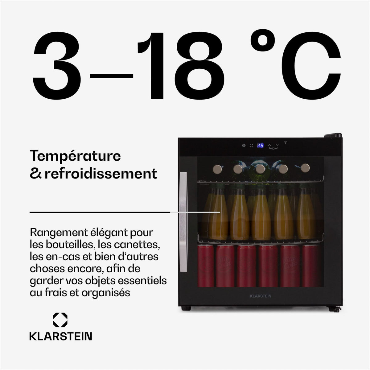 Mini réfrigérateur KLARSTEIN Coachella 50 47L WiFi LED 3-18°C noir