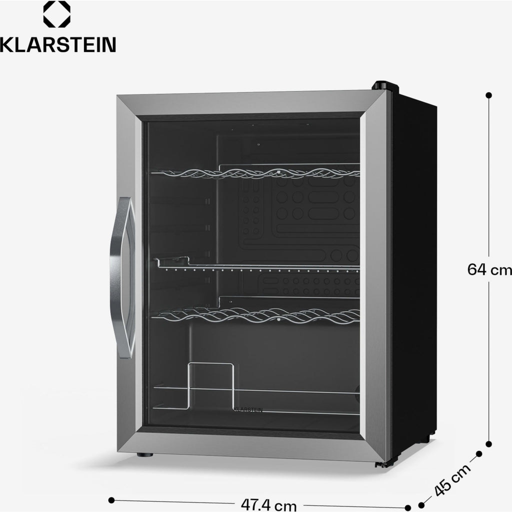 Mini réfrigérateur KLARSTEIN Beersafe porte vitrée 64x48cm LED Argent