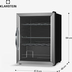 Mini réfrigérateur KLARSTEIN Beersafe porte vitrée 64x48cm LED Argent