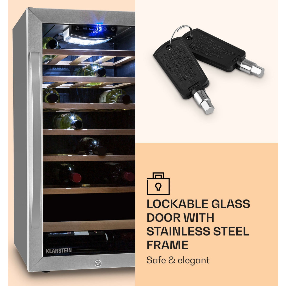 Cave à vin de service KLARSTEIN Vinamour 26 Uno 26 bouteilles 88L inox