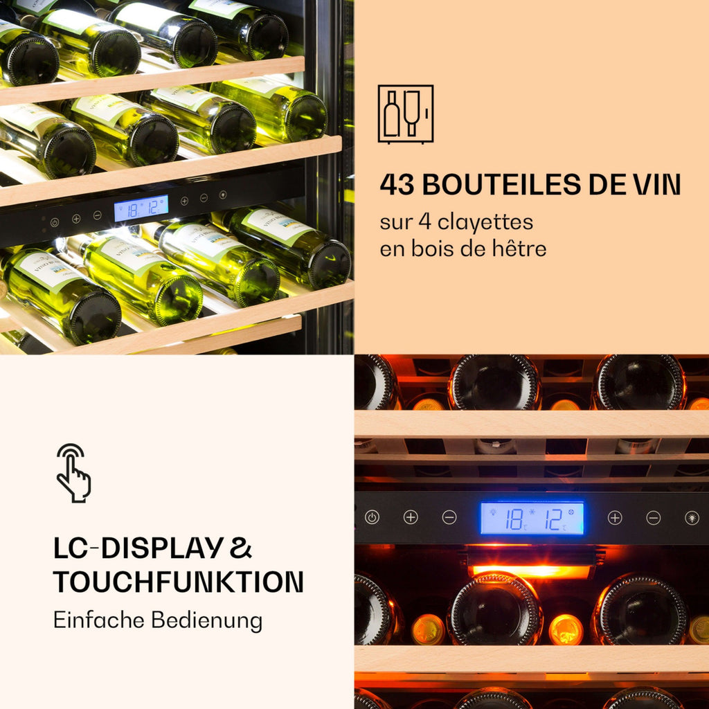 Cave à vin de service KLARSTEIN Vinovilla Duo encastrable 43 bouteilles
