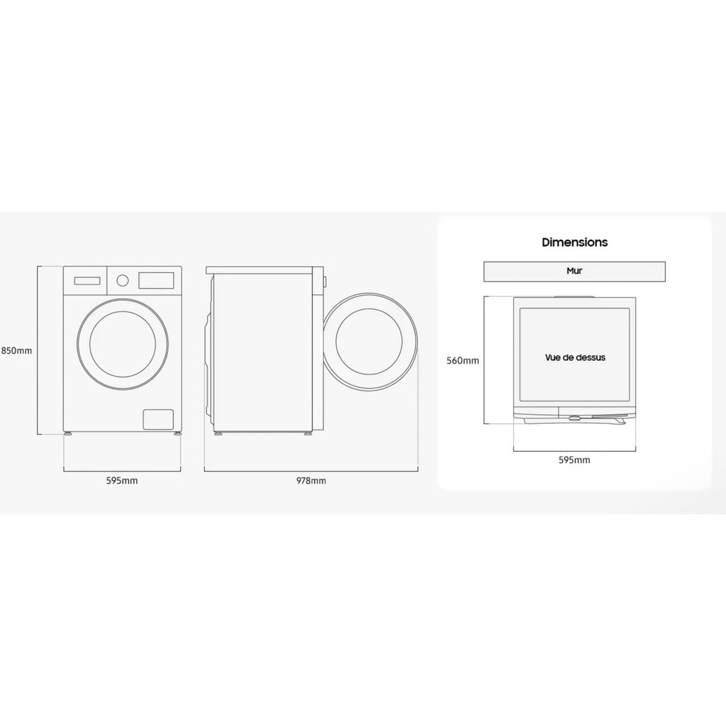 Lave linge compact SAMSUNG WW80FG3M05AW - 8 kg - 1400 tr/min - Classe A - Moteur induction