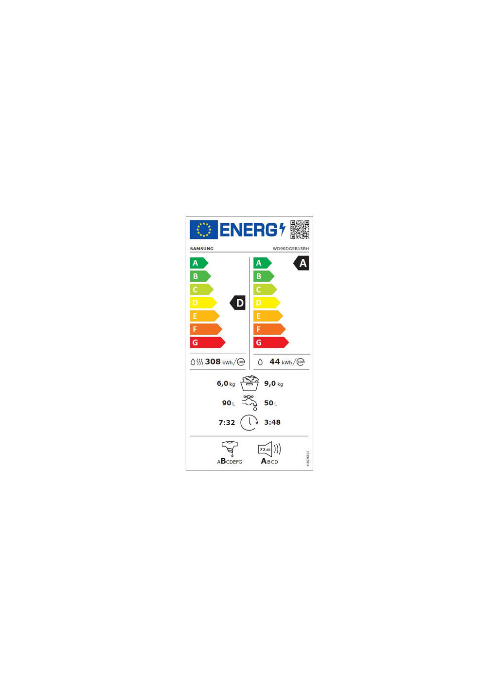 Lave linge séchant hublot SAMSUNG WD90DG5B15BE