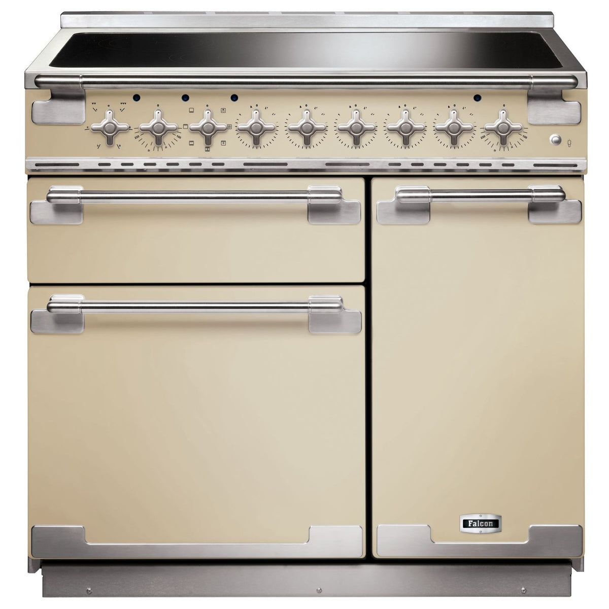 Piano de cuisson induction FALCON ELISE TAB IND 90 CM CREME NICKEL BROSSÉ