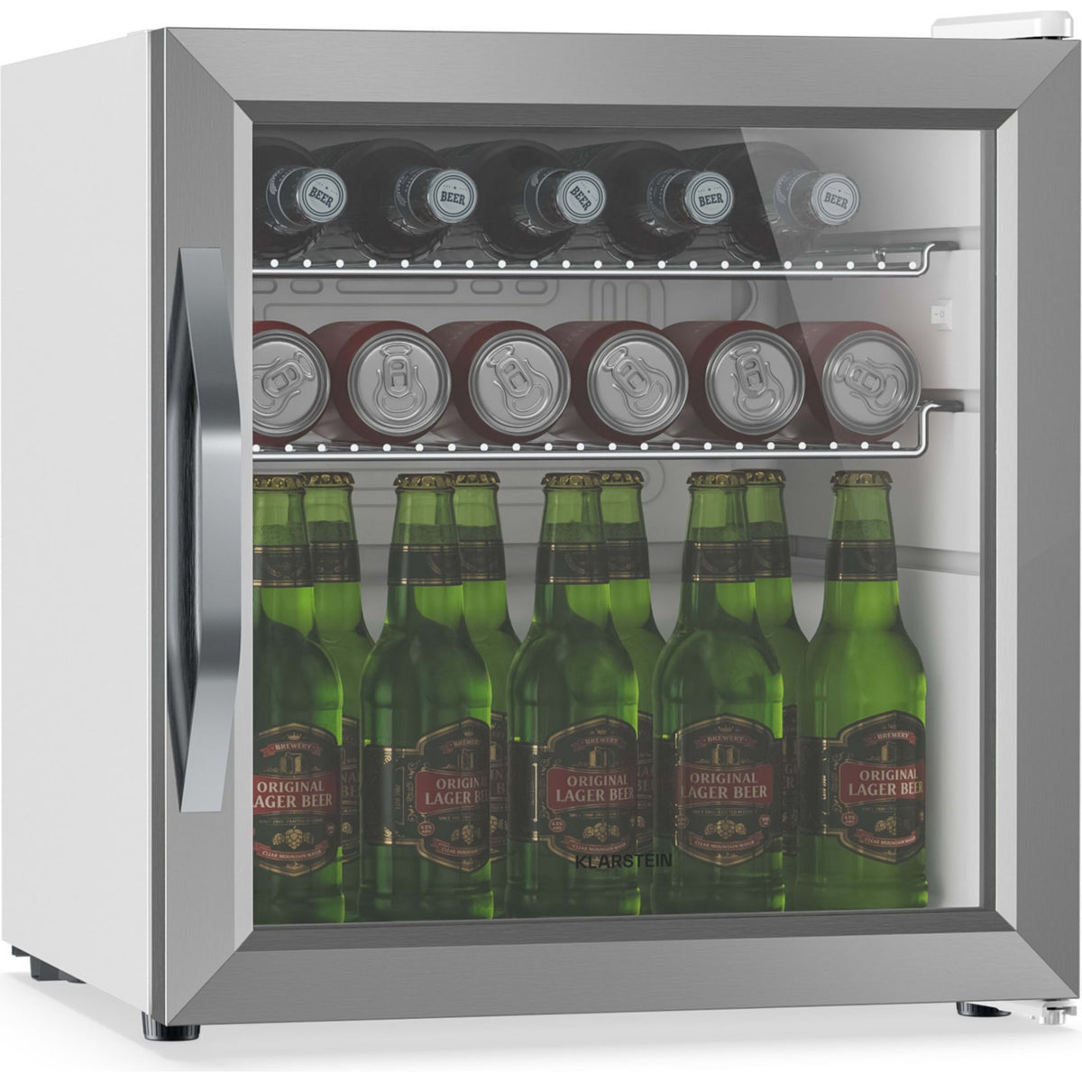 Mini réfrigérateur KLARSTEIN Beersafe porte vitrée 44x48cm LED Argent