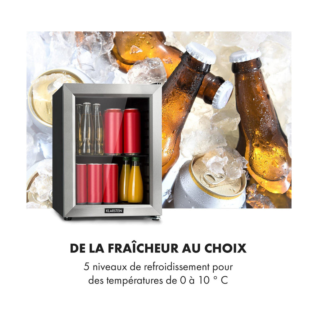 Mini réfrigérateur KLARSTEIN Harlem 23L A+ porte vitrée 39 dB Noir