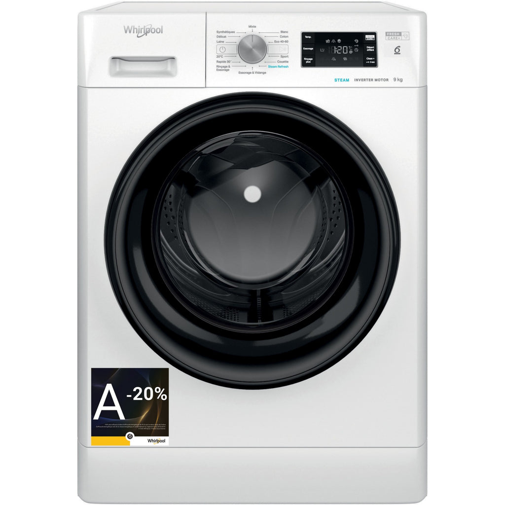 Lave linge hublot WHIRLPOOL FFBP9489BVFR - 9 kg - 1400 tr/min - Classe A - Moteur induction