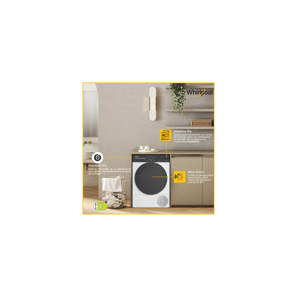 Sèche linge pompe à chaleur WHIRLPOOL CWD104MWBSFRX