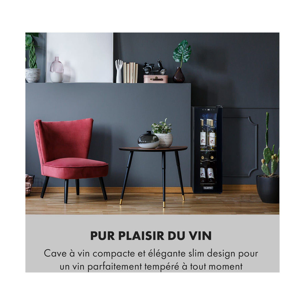 Cave à vin de service KLARSTEIN Shiraz 12 Slim Uno - Noir
