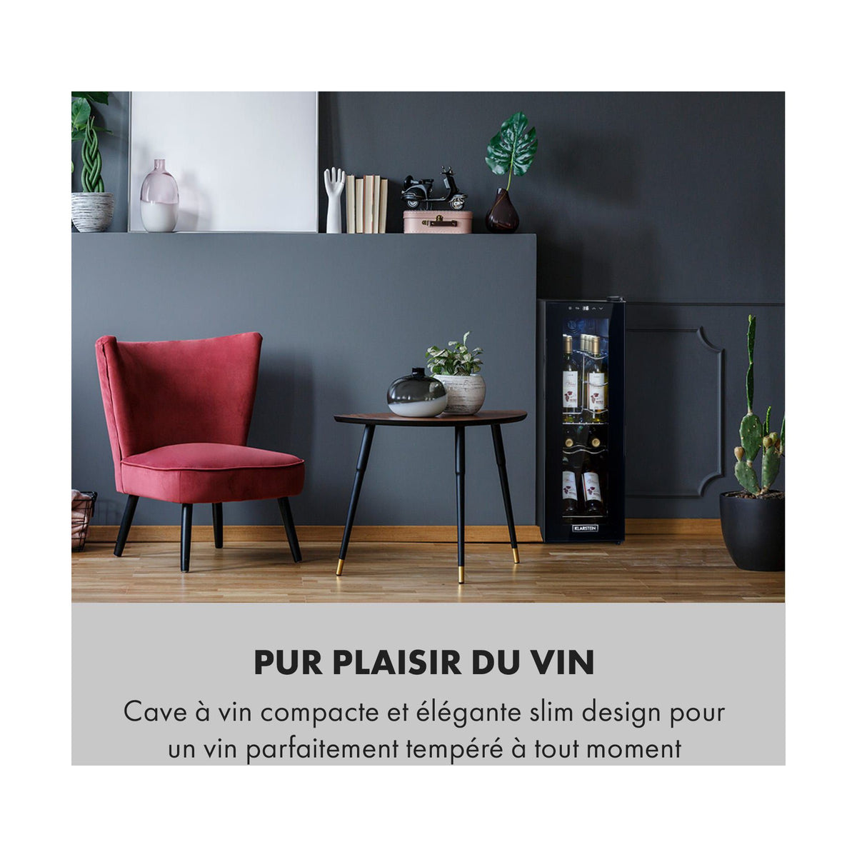 Cave à vin de service KLARSTEIN Shiraz 12 Slim Uno - Noir
