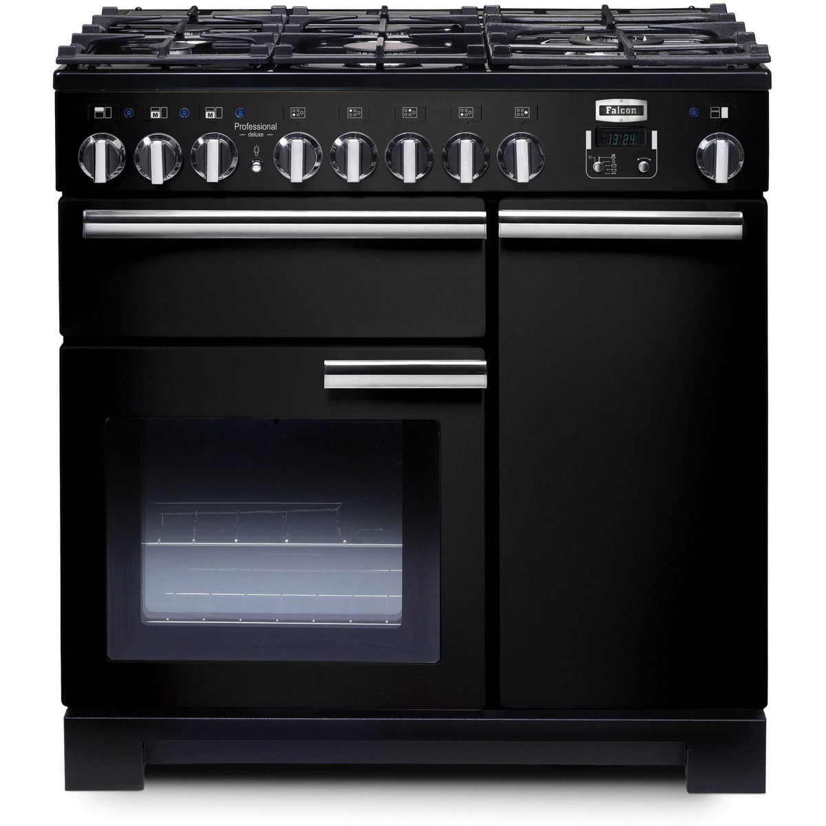 Piano de cuisson gaz FALCON PRO DELUX90 MIXT NOIR/CHROME