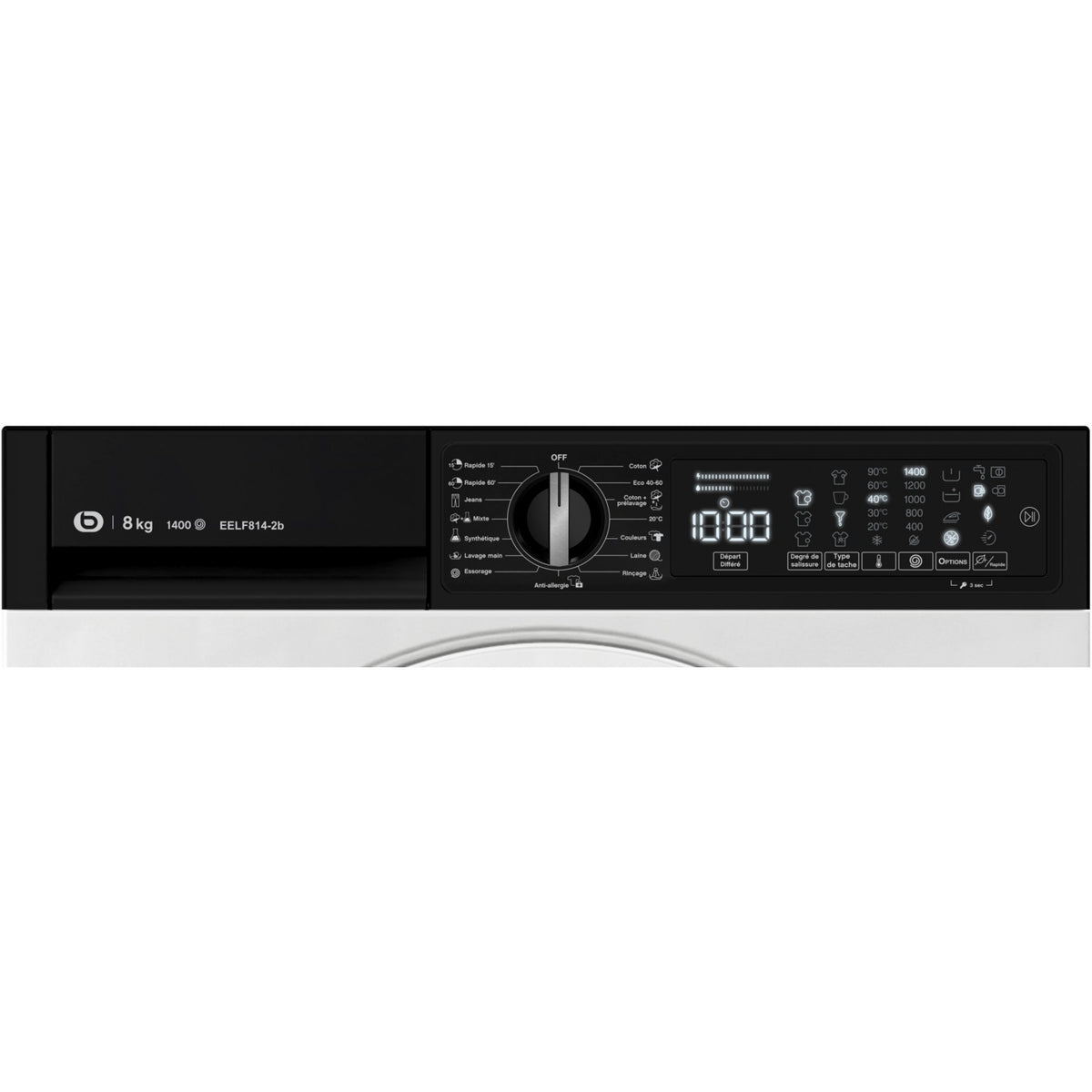 Lave linge hublot encastrable ESSENTIELB EELF814-2b - 8 kg - 1400 tr/min - Classe A - Moteur induction direct drive