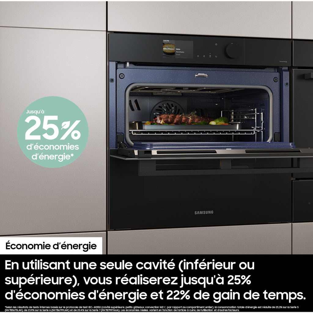 Four encastrable SAMSUNG NV7B45502AK - Pyrolyse - Chaleur tournante pulsée - Double cavité - Porte froide
