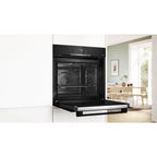 Four encastrable BOSCH HBA372BB4 - Chaleur pulsée - Hydrolyse - Pyrolyse - Porte froide - Mode Friture Sans Huile Air Fry