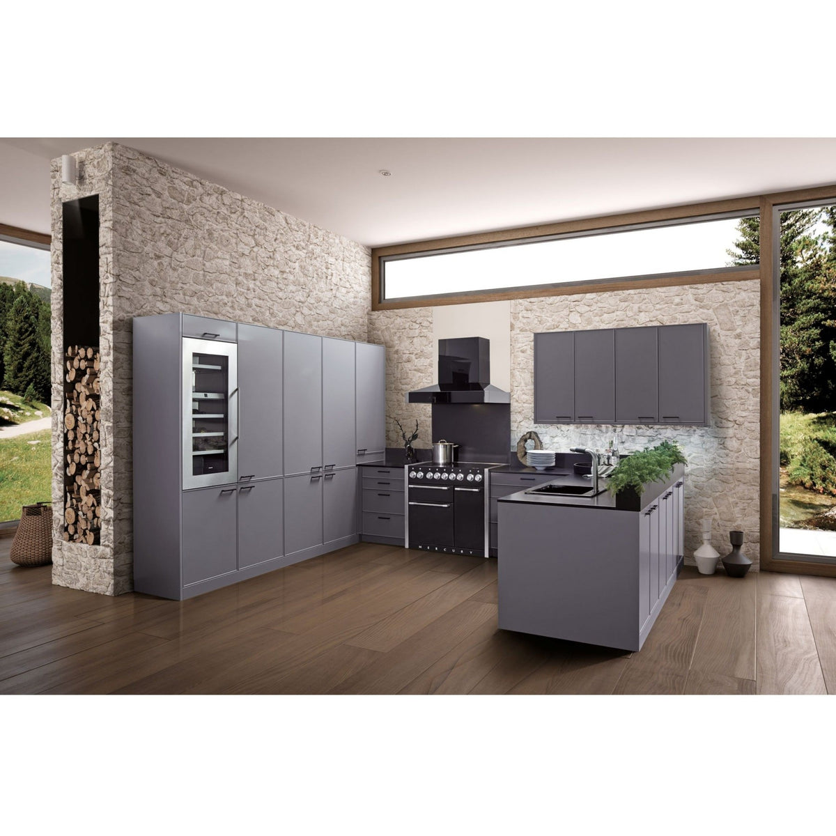 Piano de cuisson induction FALCON Semi Pro MERCURY 100 NOIR MAT INOX POLI
