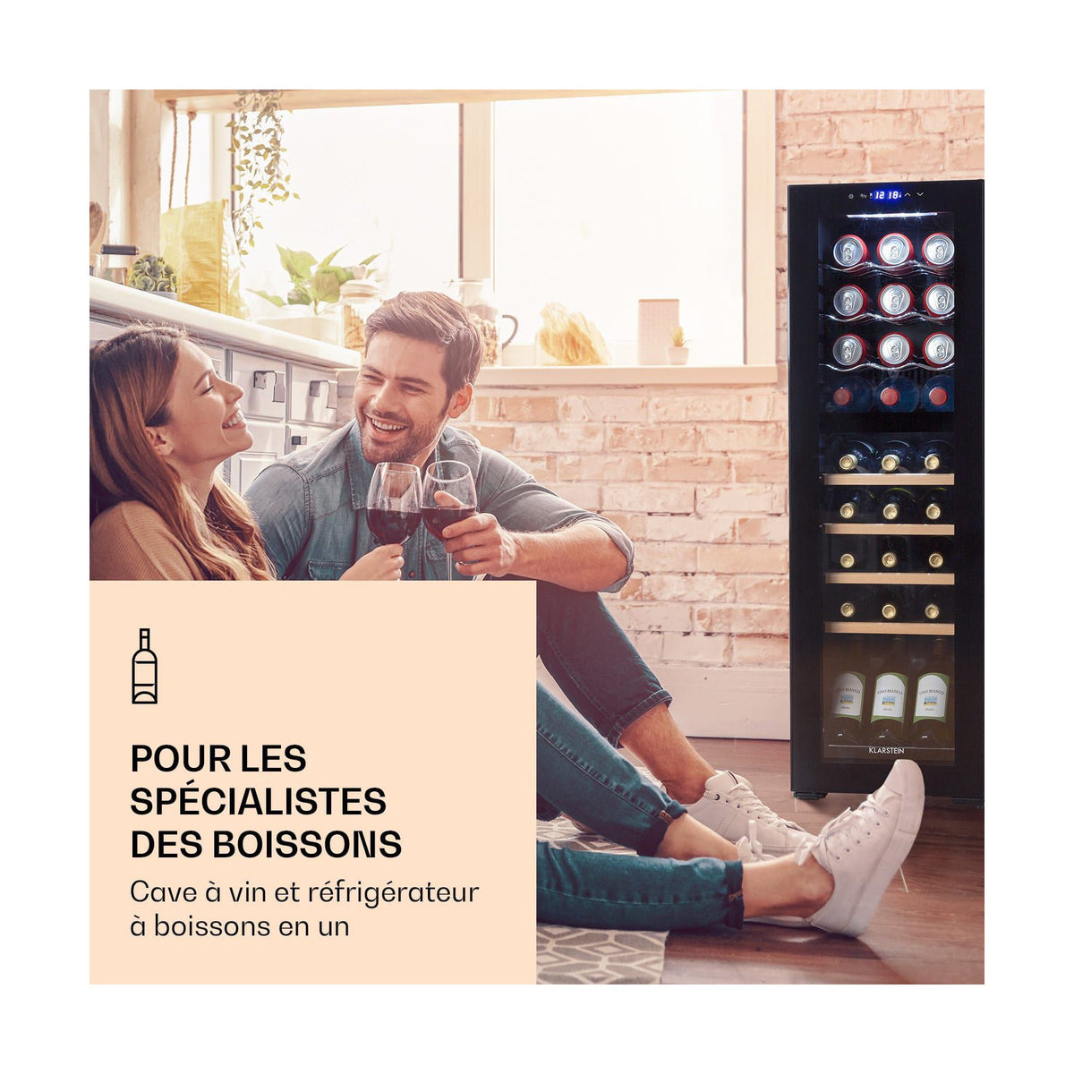 Cave à vin de service KLARSTEIN Bovella 27 Duo+ 74L 27 bouteilles