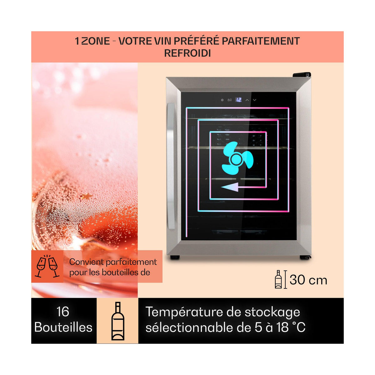 Cave à vin de service KLARSTEIN Vinamour 16 Uno 16 bouteilles 42L
