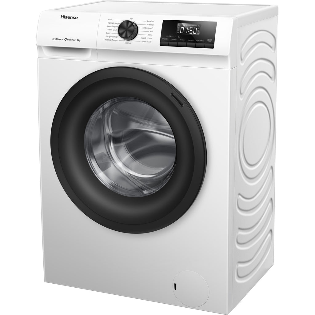 Lave linge hublot HISENSE WF1Q9041BW - 9 kg - 1400 tr/min - Classe A - Moteur induction