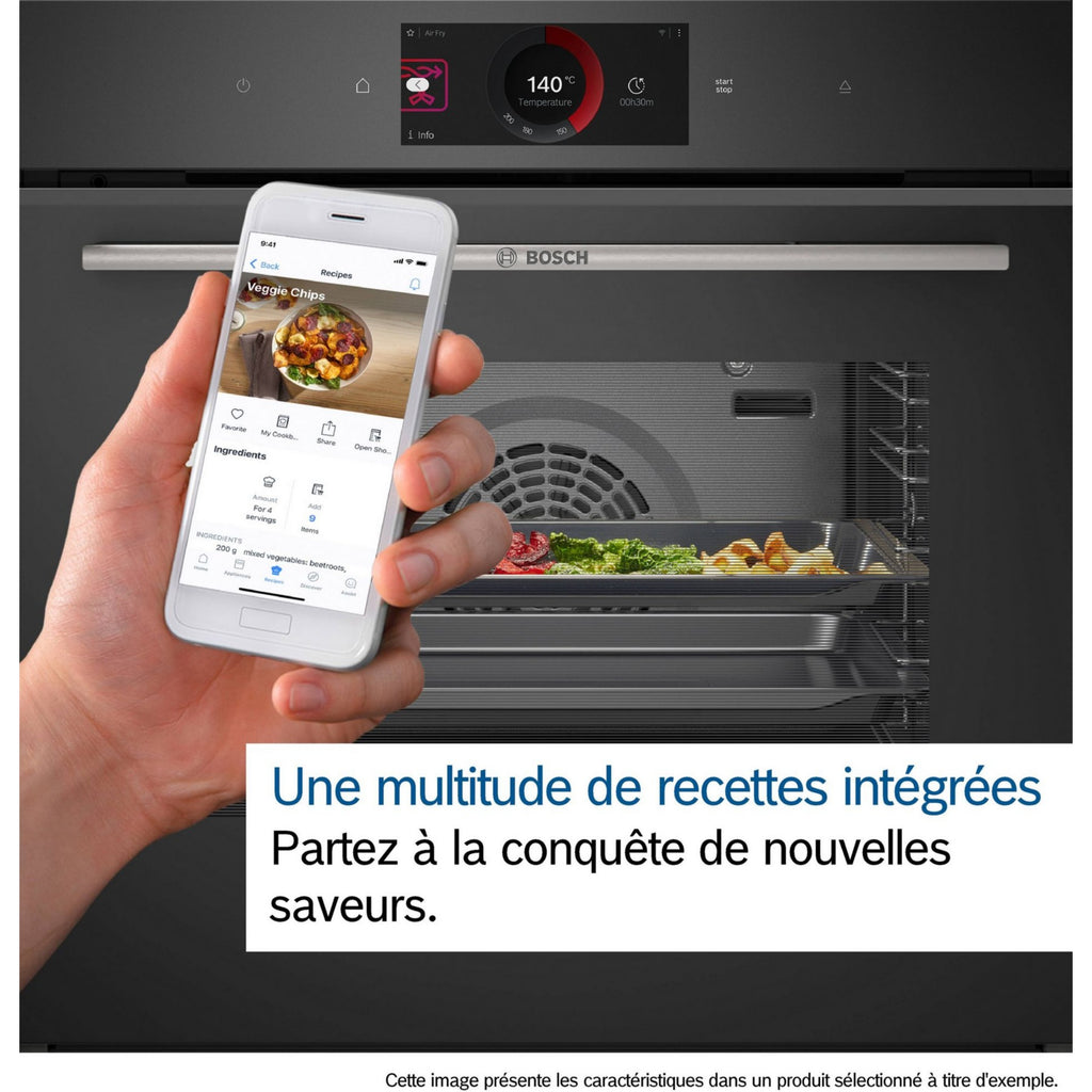 Four encastrable BOSCH HBG7741B1 - Hydrolyse - Pyrolyse - Chaleur pulsée - Porte froide - Série 8 - Air Fry - Wifi