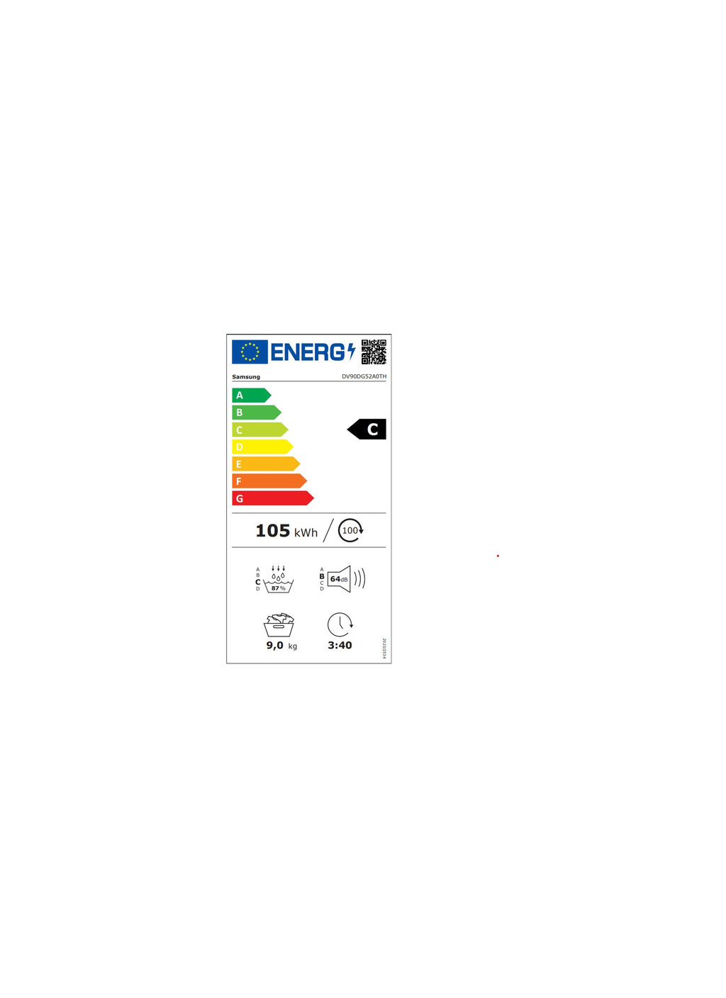 Sèche linge pompe à chaleur SAMSUNG DV90DG52A0THEF